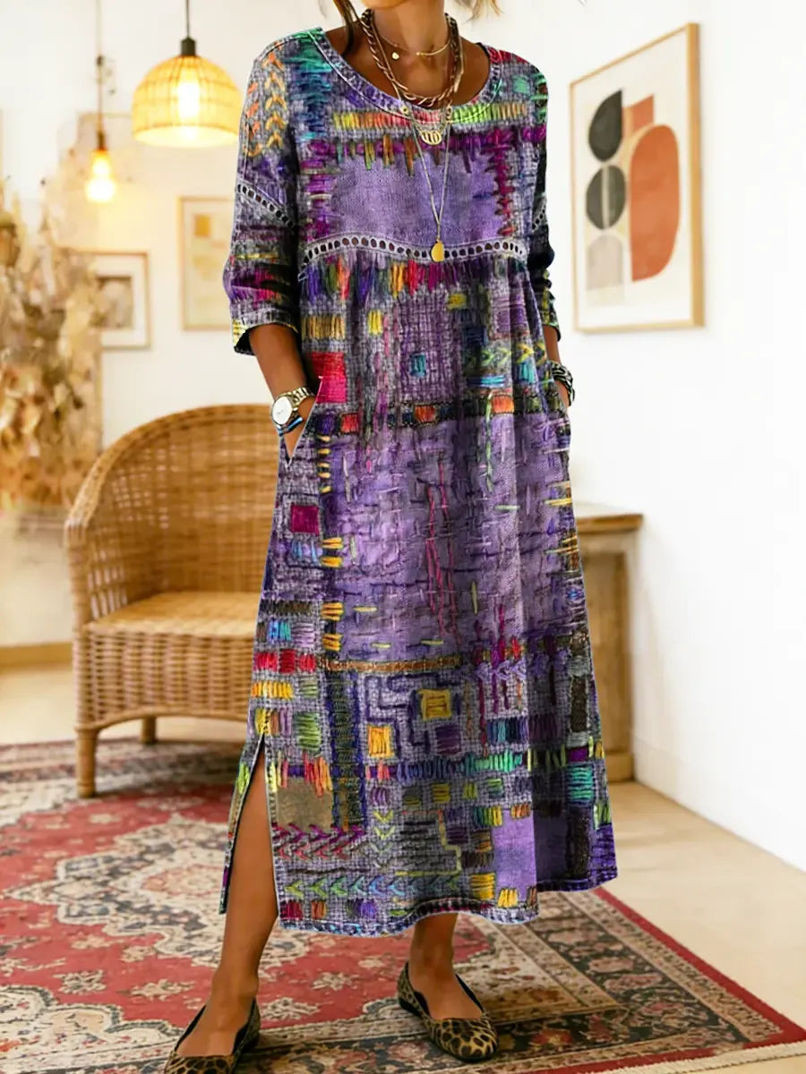 Manuela-Kleid mit Ethno-Patchwork-Muster
