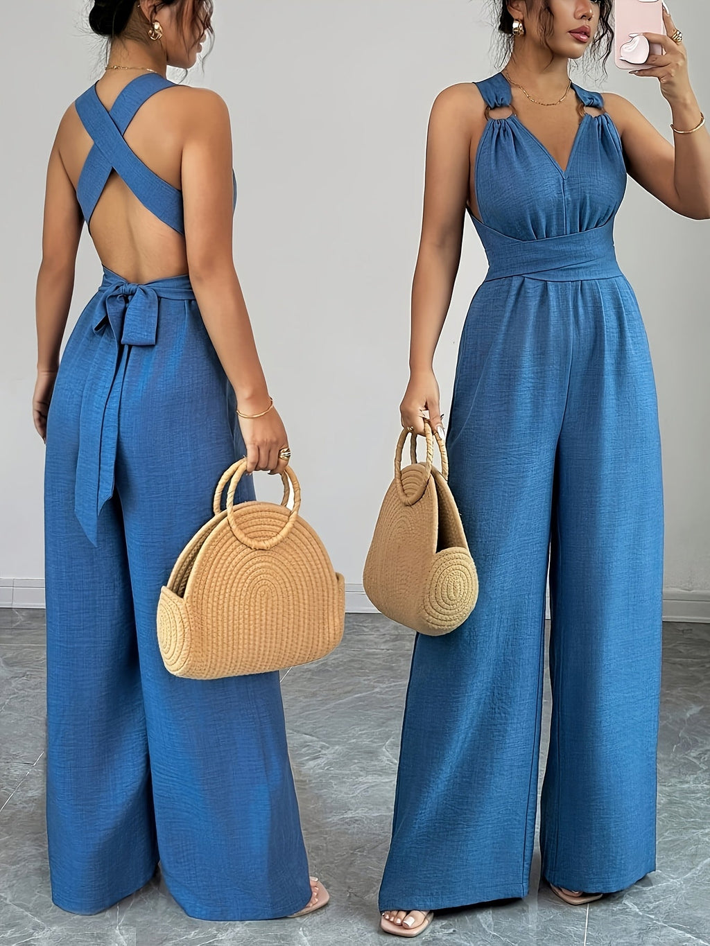 Emily | Eleganter Jumpsuit aus Leinen und Baumwolle