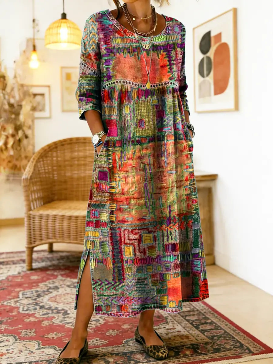 Manuela-Kleid mit Ethno-Patchwork-Muster