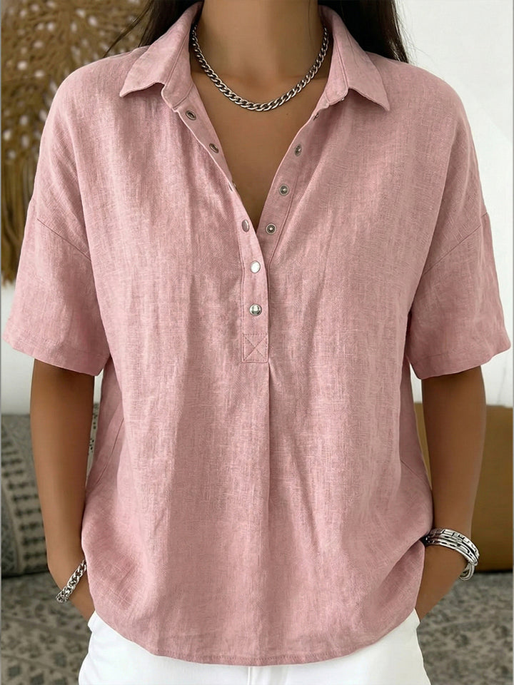 Aria – Baumwoll-Leinen Bluse mit Knöpfen