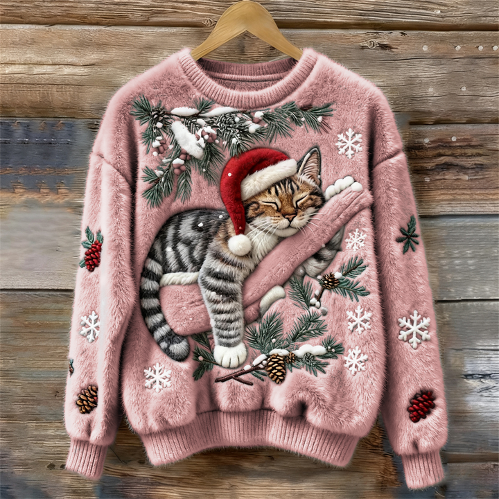 Layla | Kuscheliger &amp; Festlicher Winterpullover mit Katze