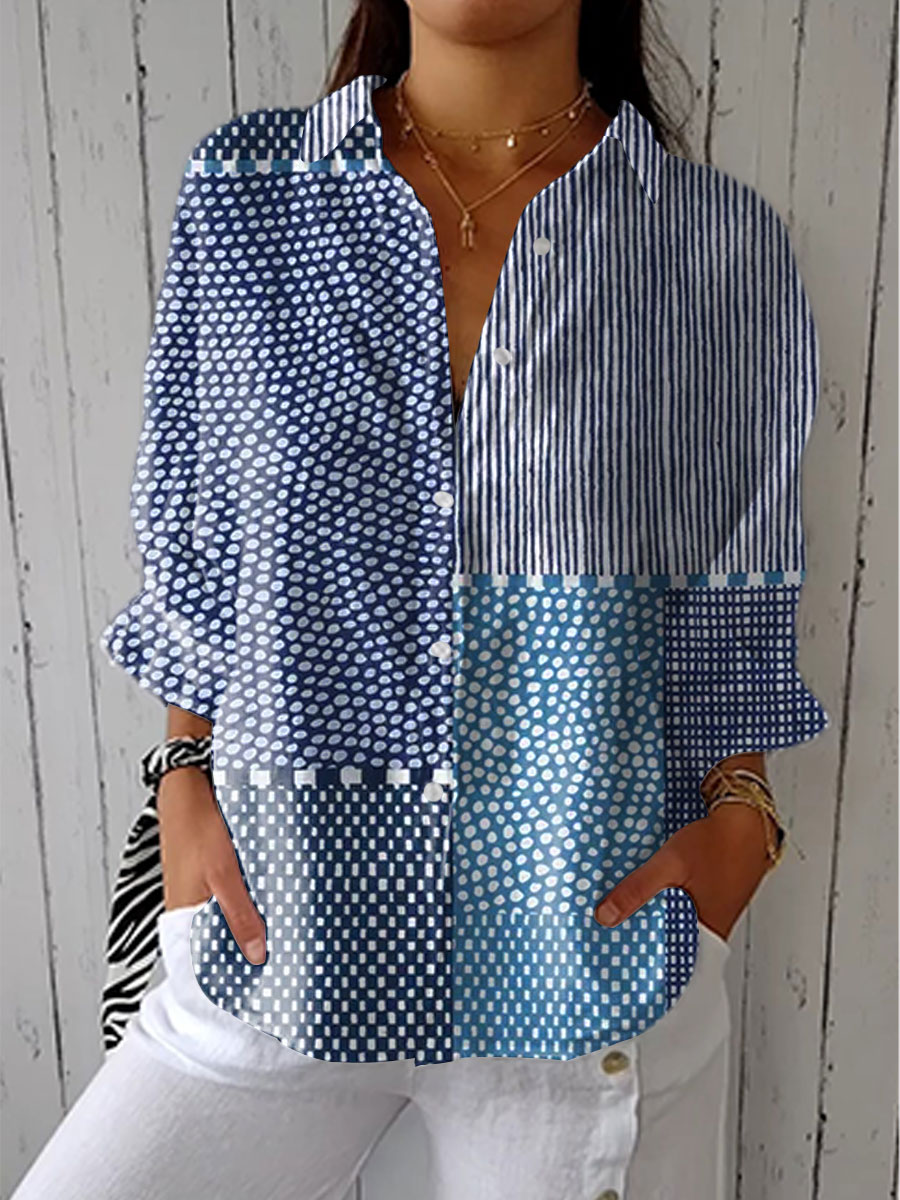 Pamela – Bluse im Küsten-Patchwork-Stil