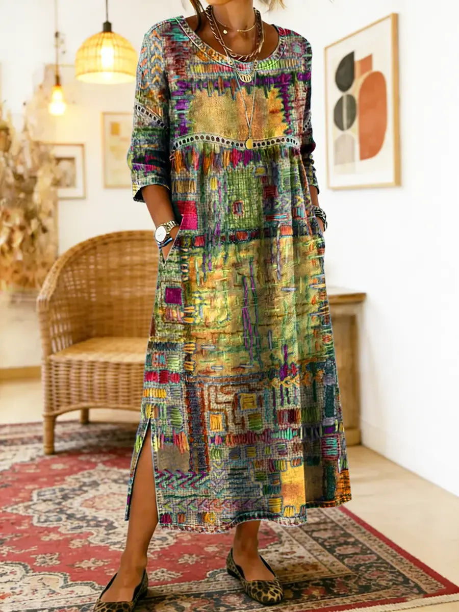 Manuela-Kleid mit Ethno-Patchwork-Muster
