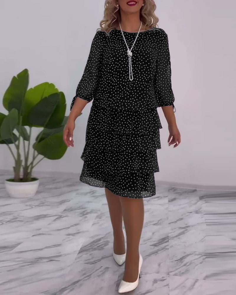 Madeleine – Elegantes Kleid mit Tupfen &amp; Stufenrock