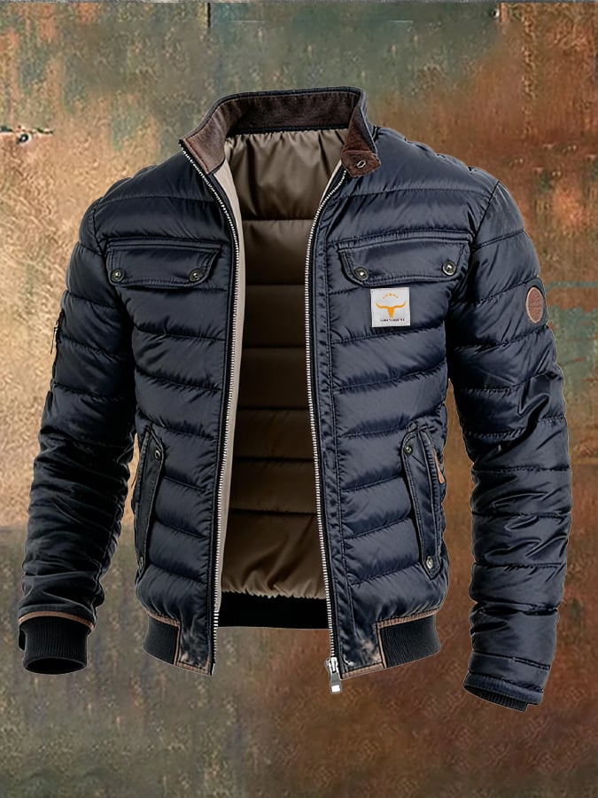 Roman – Gesteppte Lederjacke mit Reissverschluss