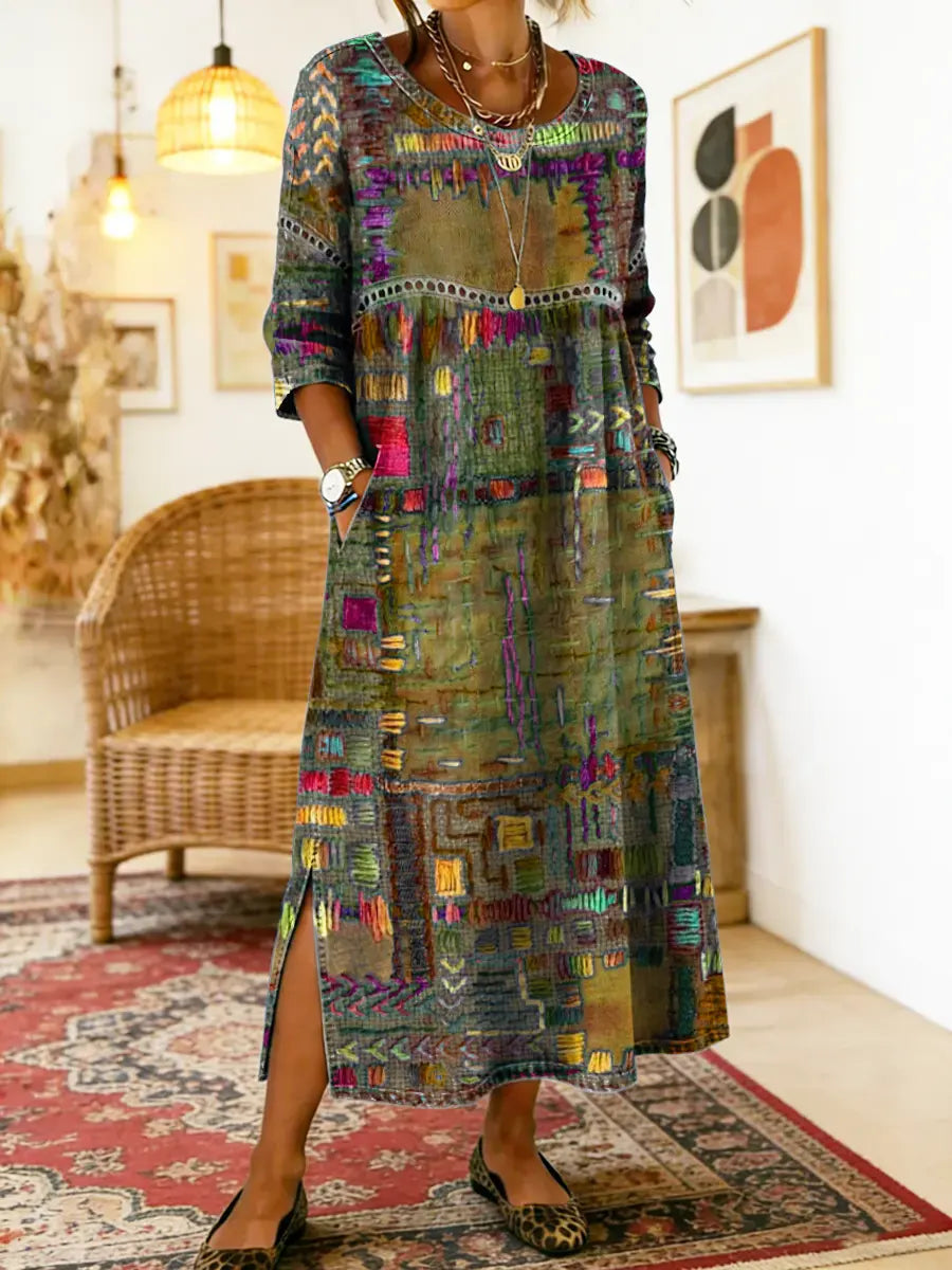 Manuela-Kleid mit Ethno-Patchwork-Muster