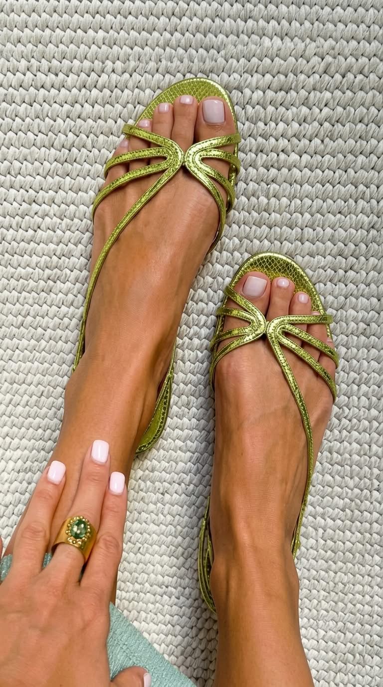 Sandalen mit Riemchen  in Metallic-Optik