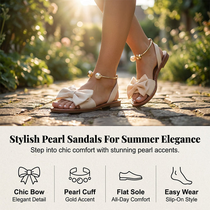 Alvilde – Sandalen mit Schleife und Perlen