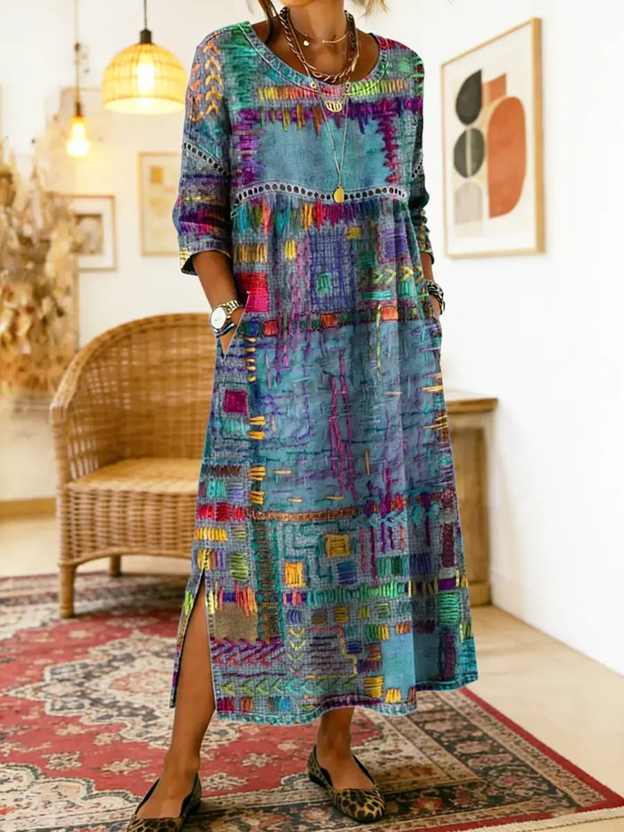Manuela-Kleid mit Ethno-Patchwork-Muster