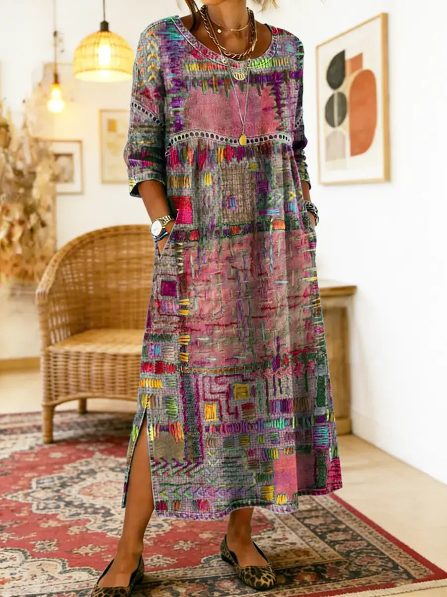 Manuela-Kleid mit Ethno-Patchwork-Muster