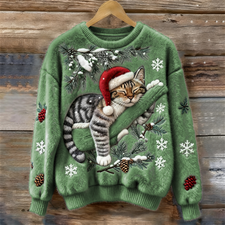 Layla | Kuscheliger &amp; Festlicher Winterpullover mit Katze