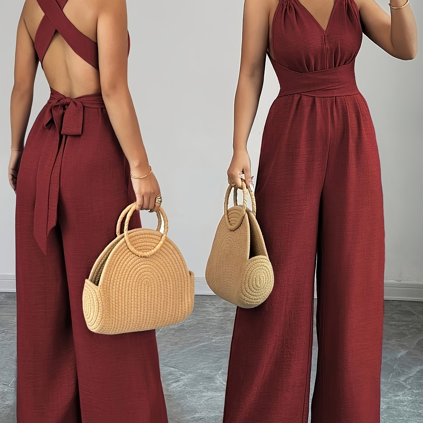 Emily | Eleganter Jumpsuit aus Leinen und Baumwolle