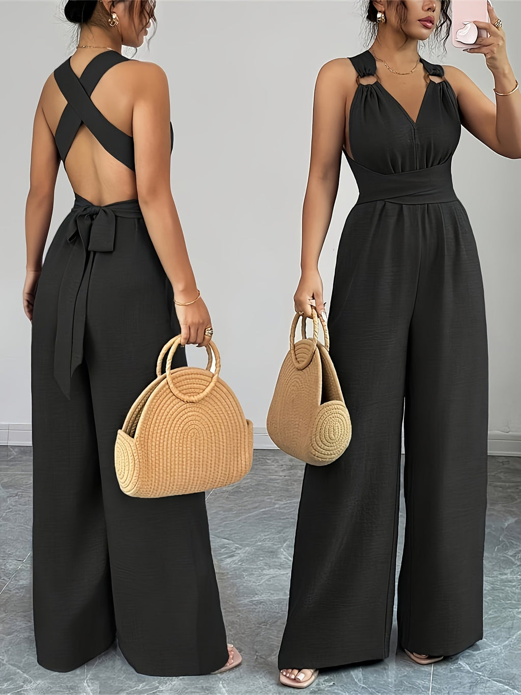 Emily | Eleganter Jumpsuit aus Leinen und Baumwolle