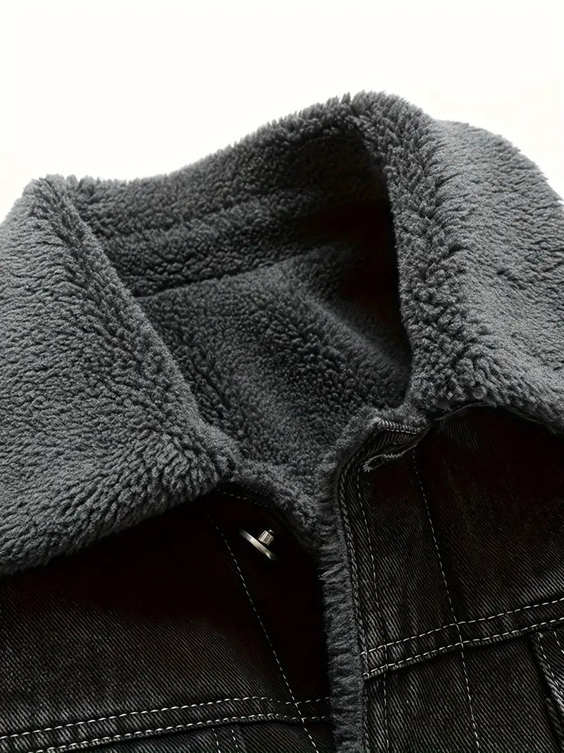 Geoffroy – Vintage-Denimjacke mit Fleecefutter