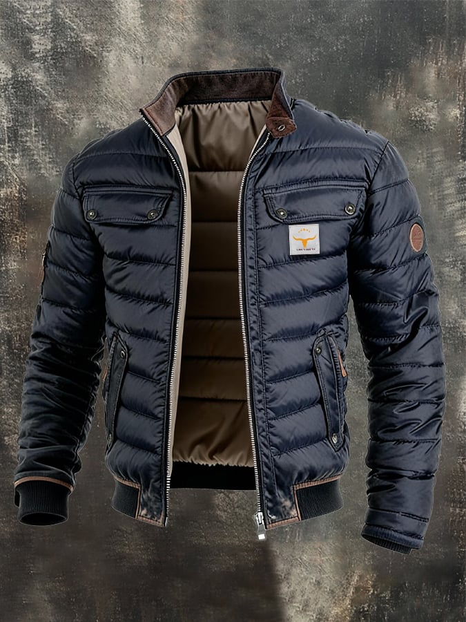 Roman – Gesteppte Lederjacke mit Reissverschluss
