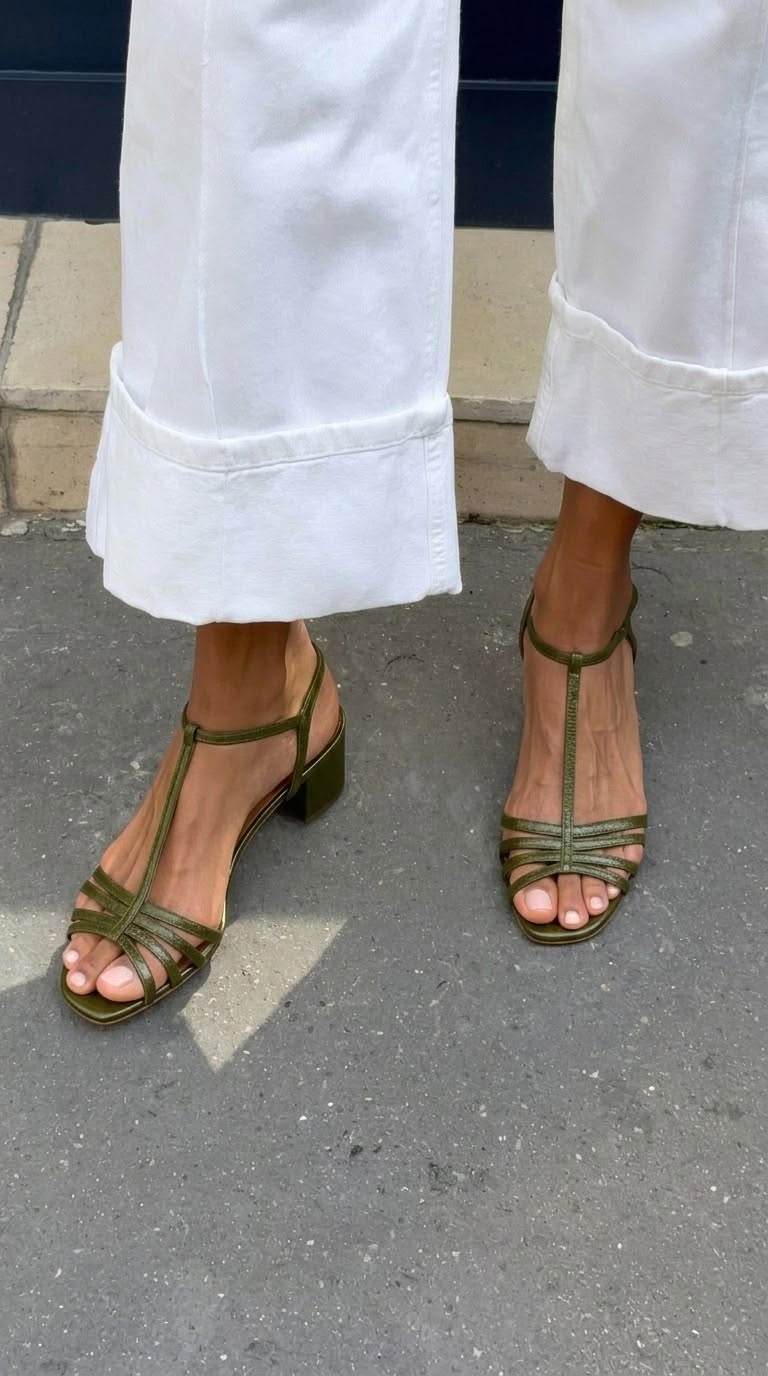 Metallic-Sandalen mit Absatz