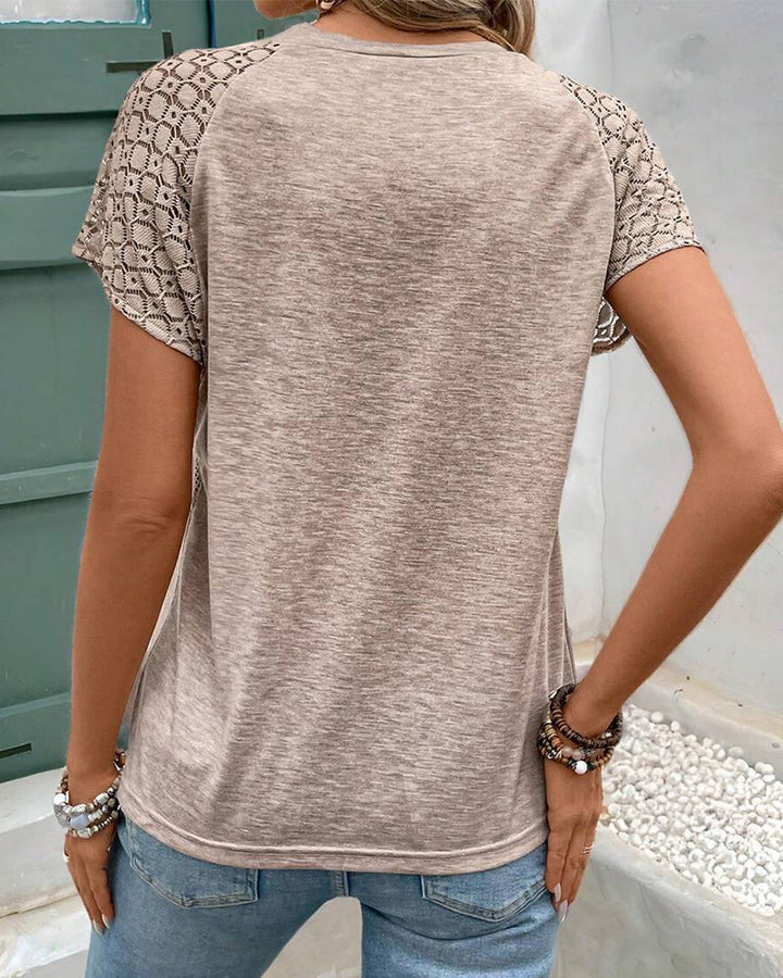 Unifarbenes T-Shirt mit Rundhalsausschnitt