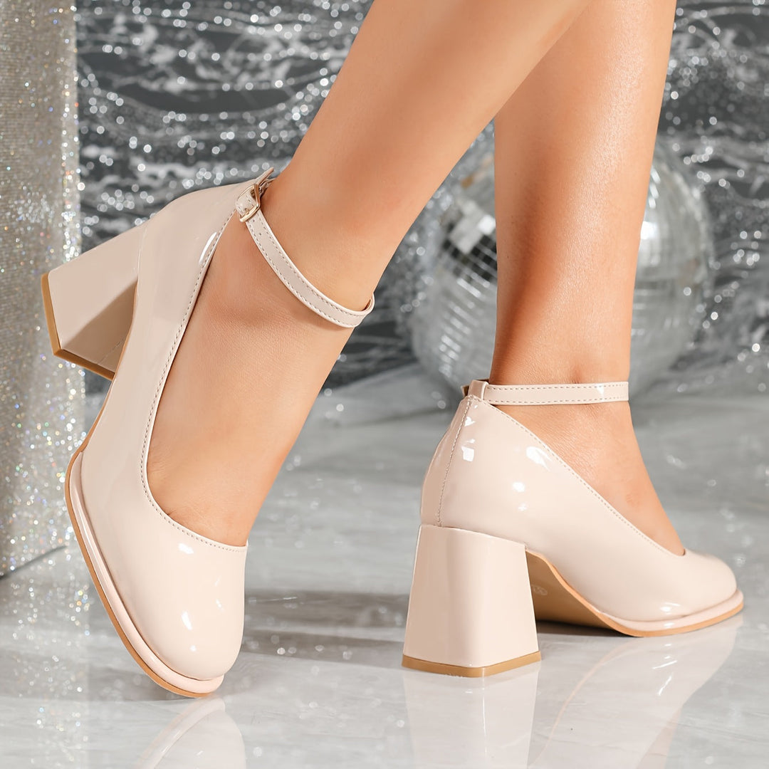 Celeste | Lack Riemchen Heels