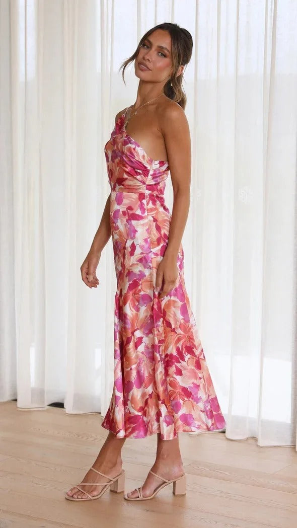 Karoline | Ein-Schulter-Blumenkleid