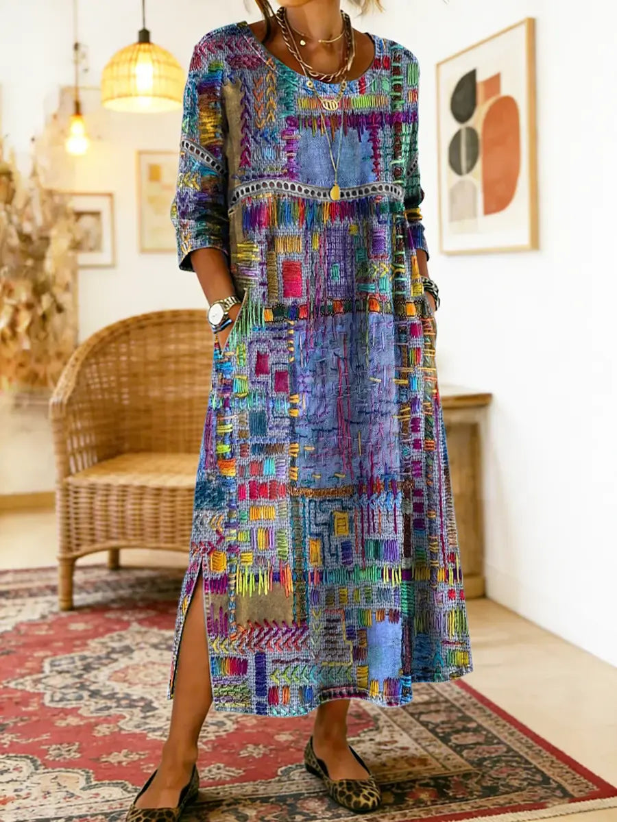 Manuela-Kleid mit Ethno-Patchwork-Muster