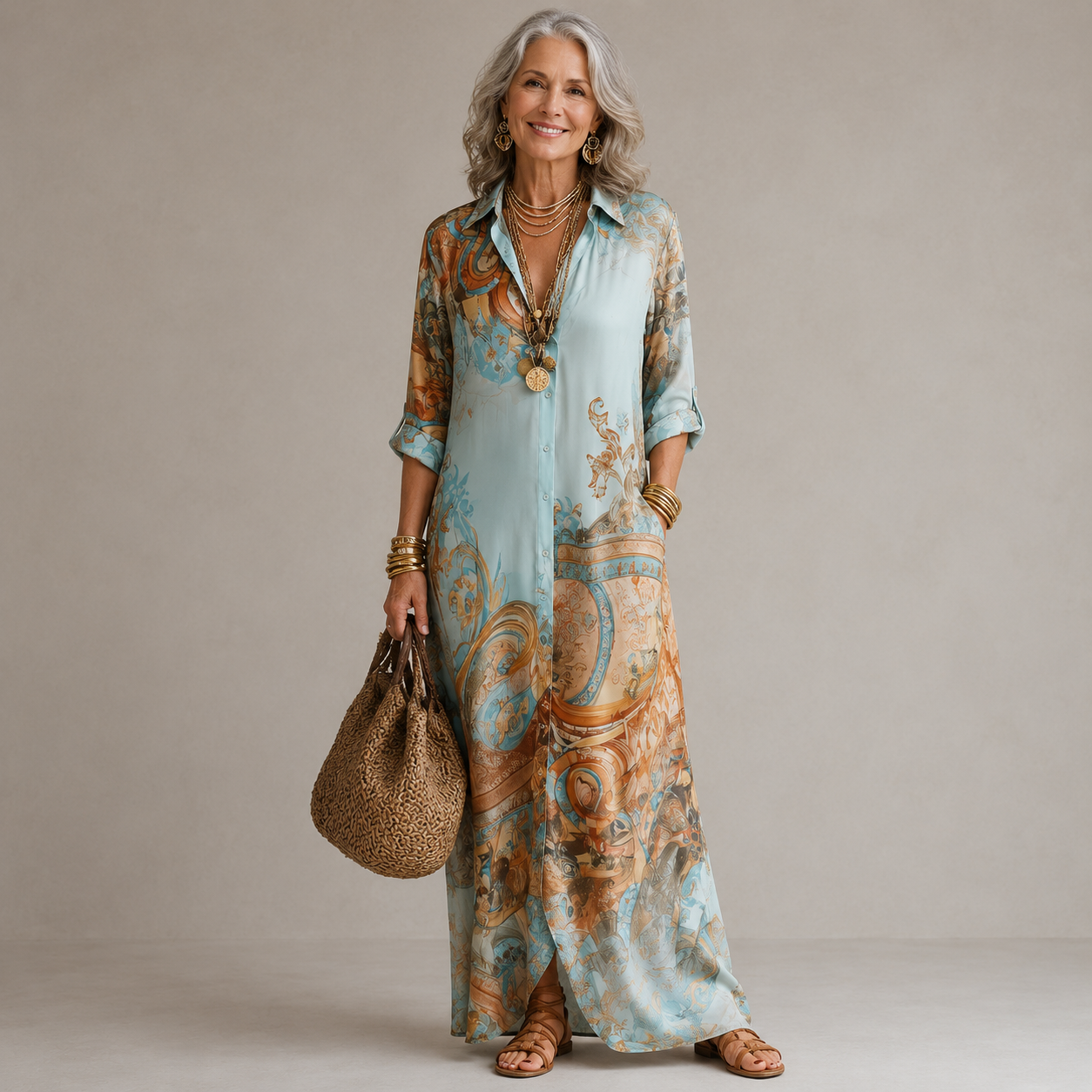Evalexy I Maxi-Kleid mit Luxus-Print