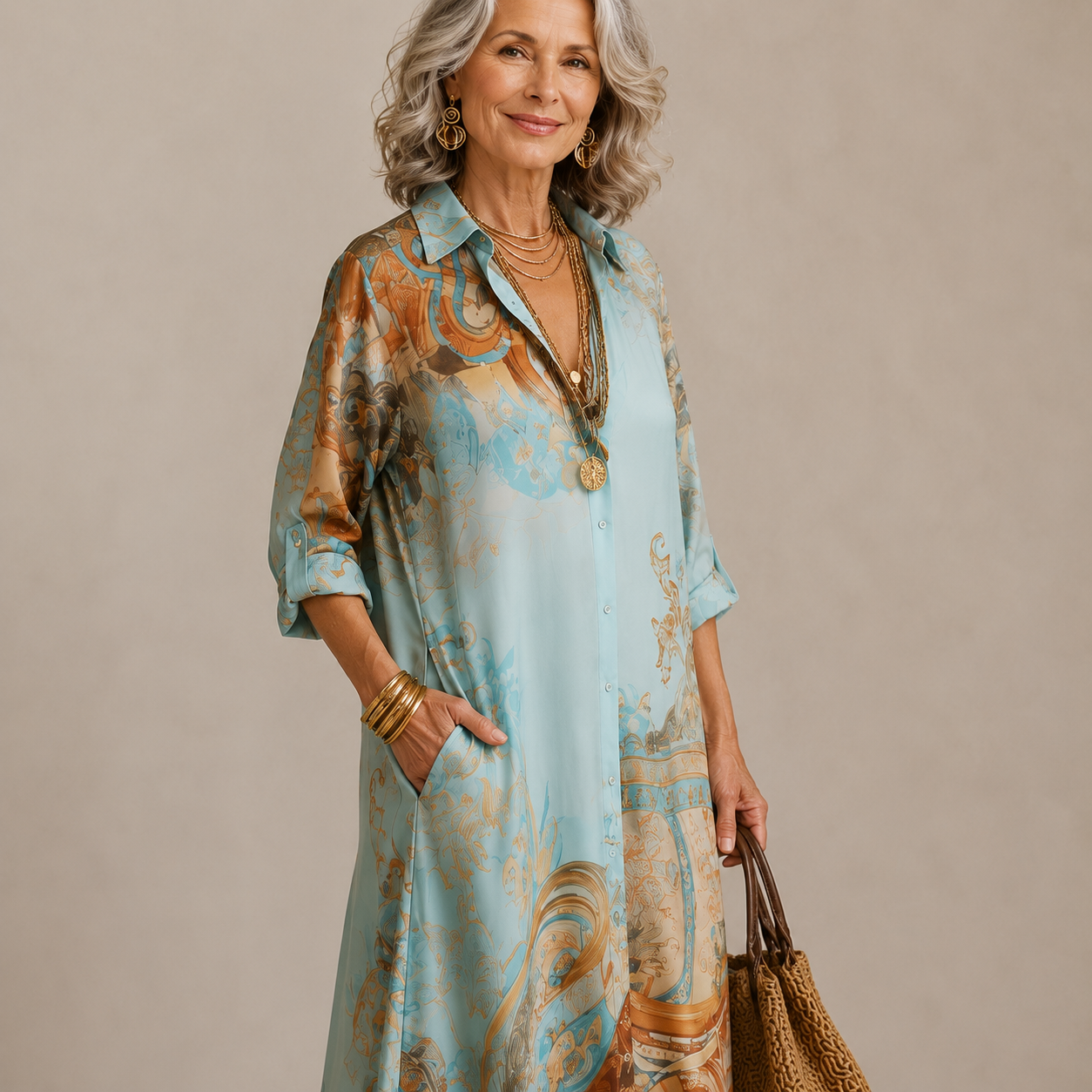 Evalexy I Maxi-Kleid mit Luxus-Print