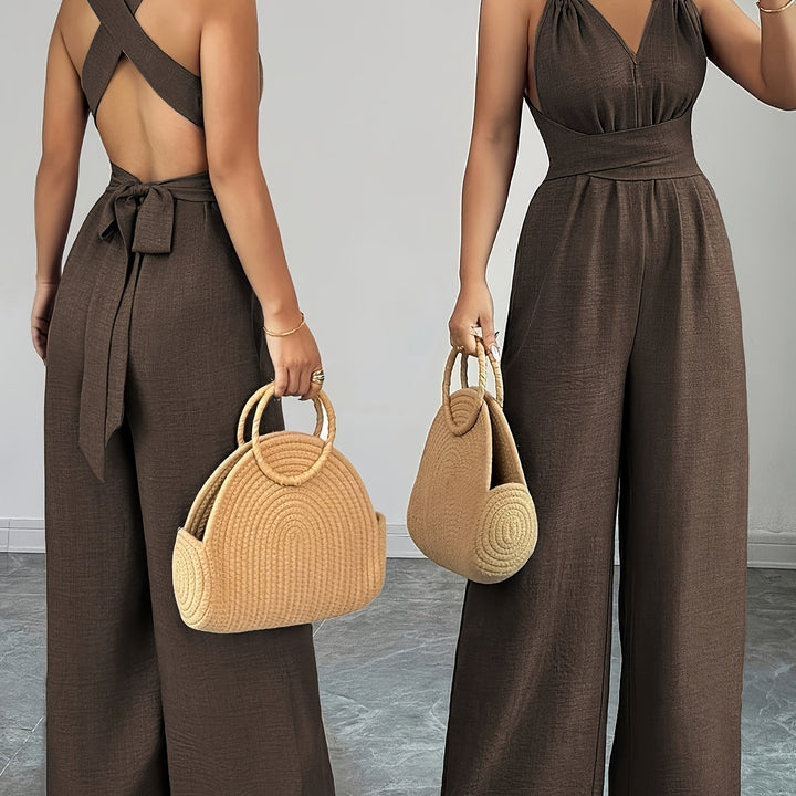 Emily | Eleganter Jumpsuit aus Leinen und Baumwolle