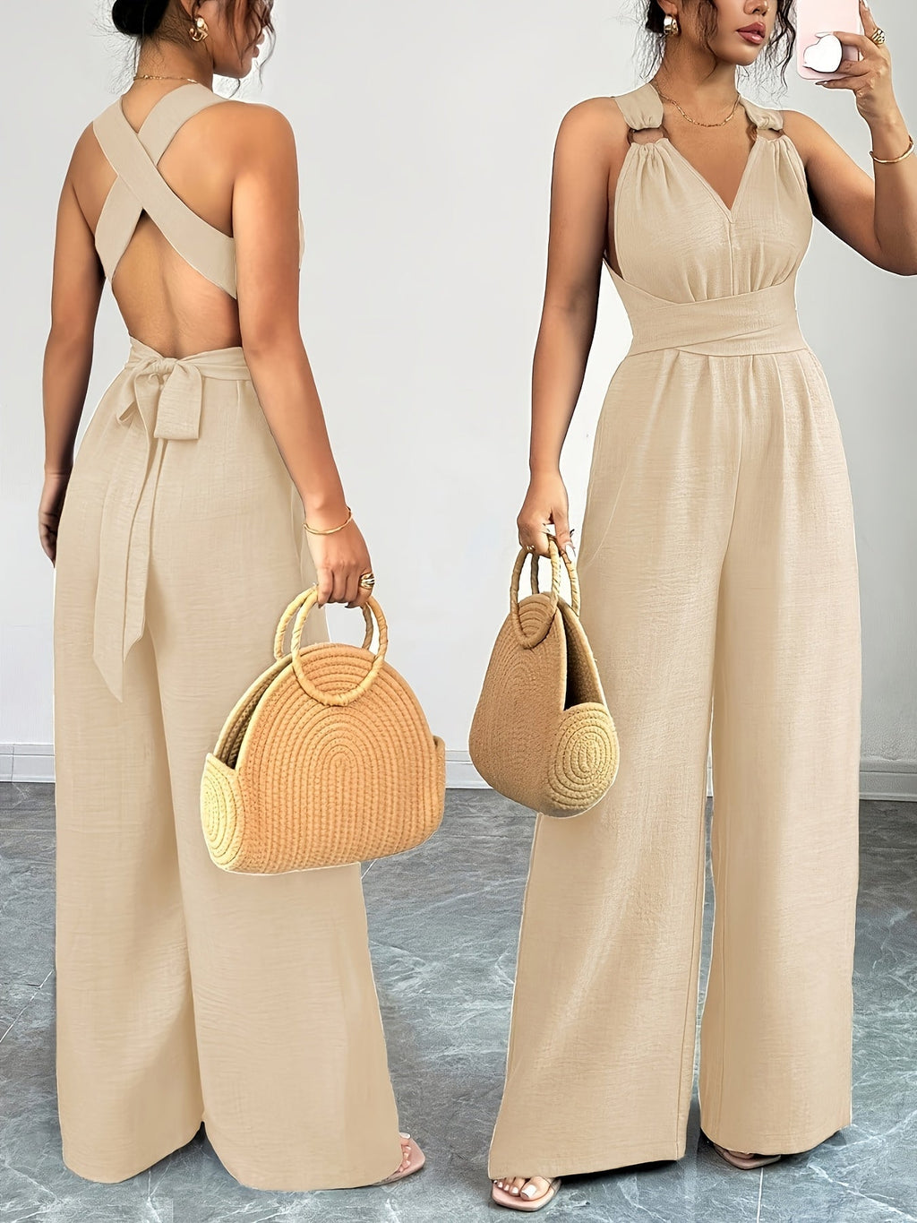 Emily | Eleganter Jumpsuit aus Leinen und Baumwolle