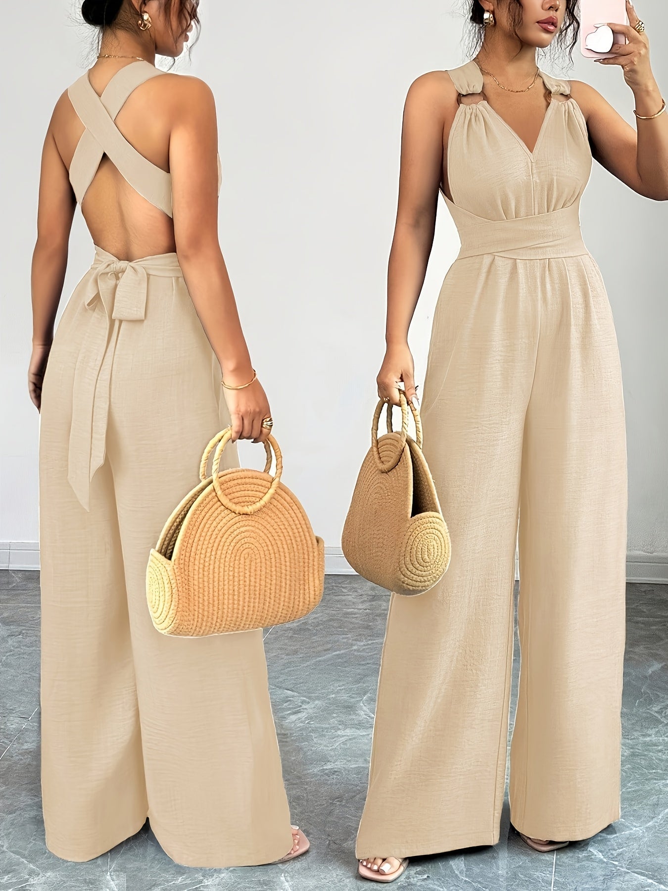 Emily | Eleganter Jumpsuit aus Leinen und Baumwolle