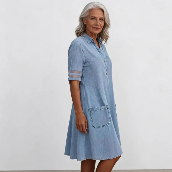 Brittany | Figurschmeichelndes Denim-Kleid