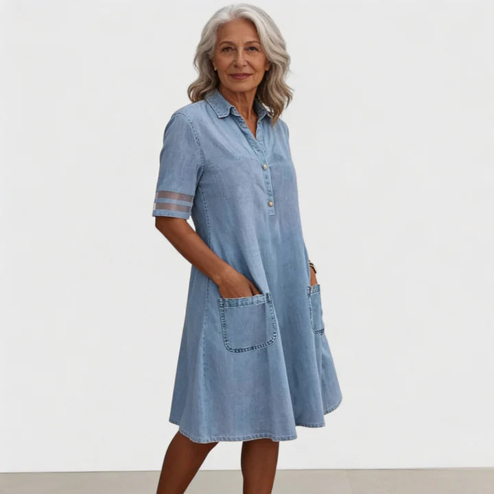 Brittany | Figurschmeichelndes Denim-Kleid
