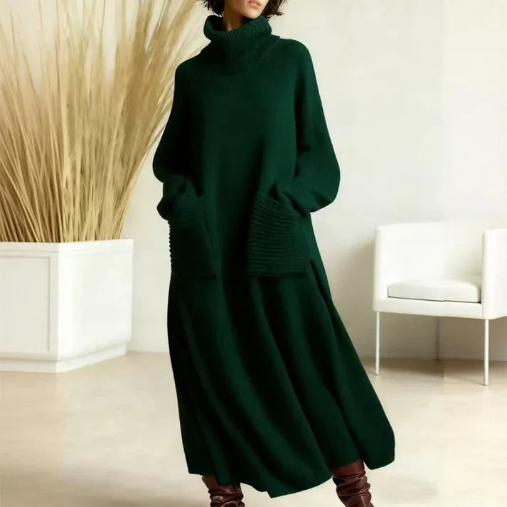 Irina | Strickkleid mit Rollkragen, langen Ärmeln &amp; Taschen
