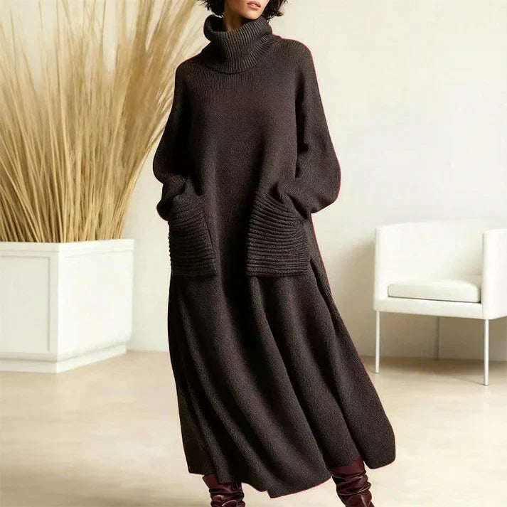Irina | Strickkleid mit Rollkragen, langen Ärmeln &amp; Taschen