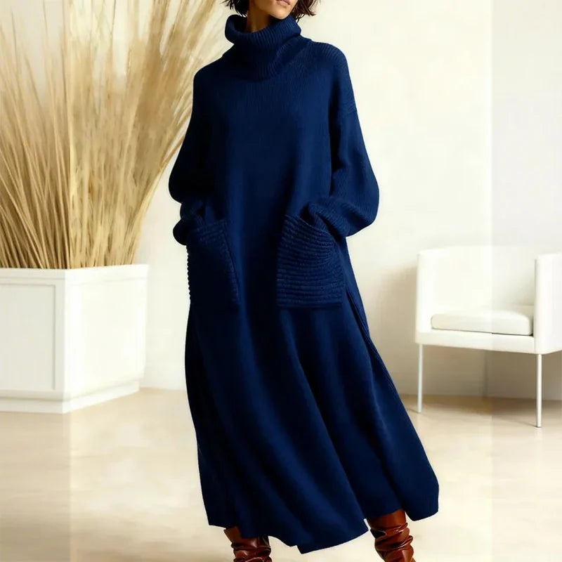 Irina | Strickkleid mit Rollkragen, langen Ärmeln &amp; Taschen