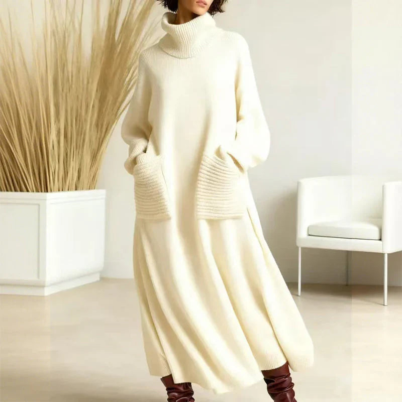 Irina | Strickkleid mit Rollkragen, langen Ärmeln &amp; Taschen
