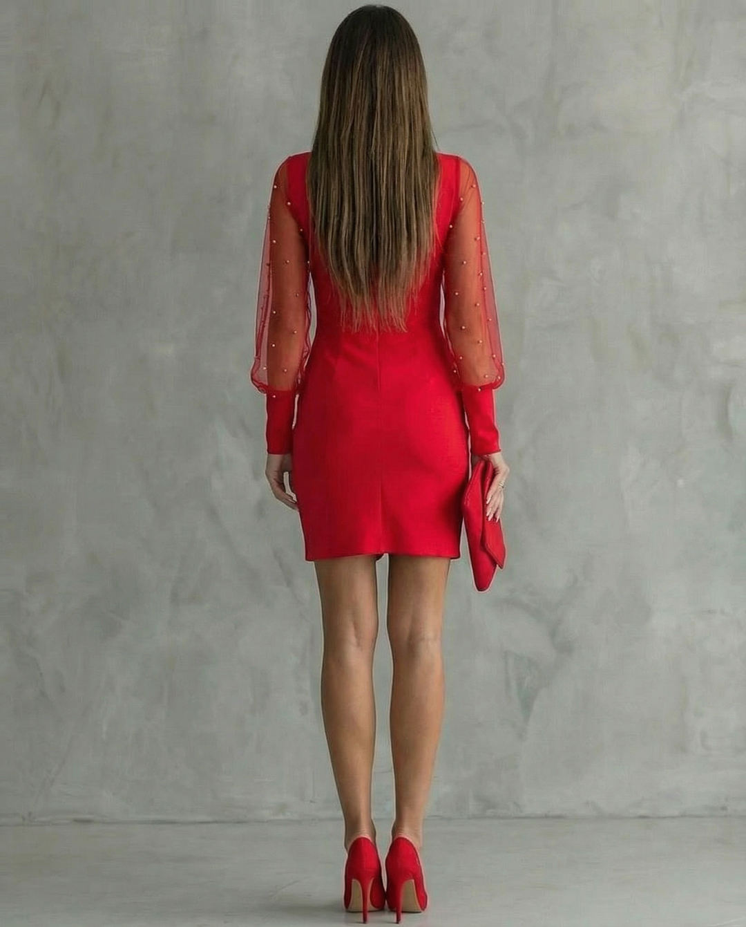 Ava™ | Schulterfreies Kleid mit langen Ärmeln