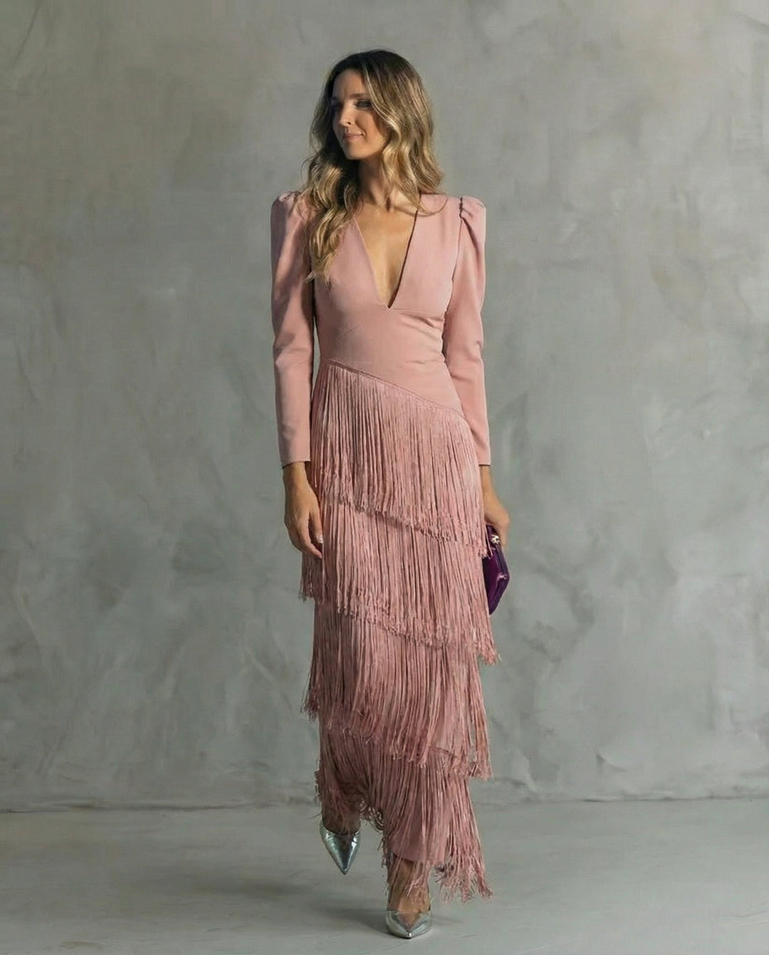 Chloe™ | Elegantes Kleid mit Fransenärmeln