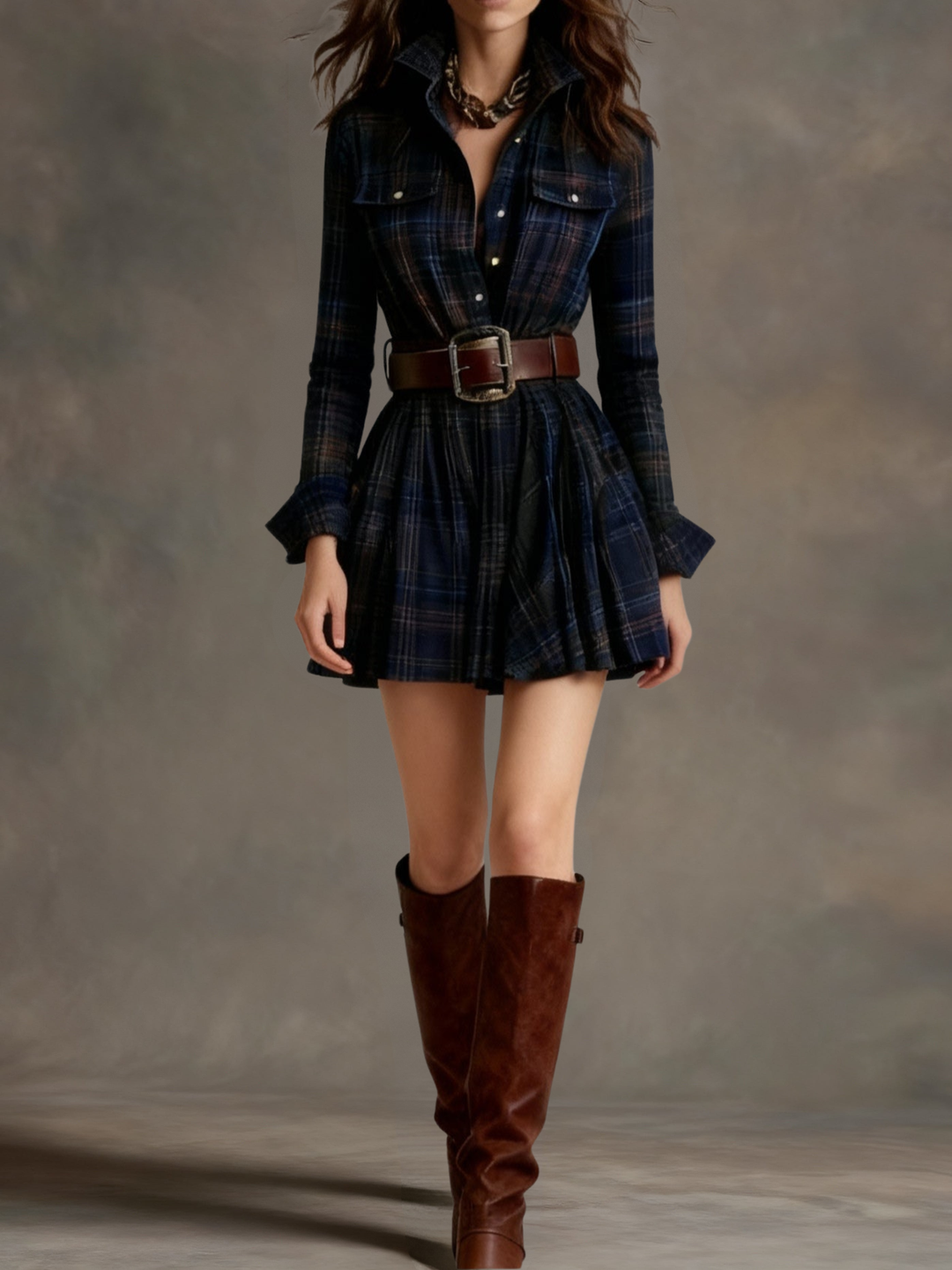 Brooke™ | Kurzes kariertes Hemdkleid