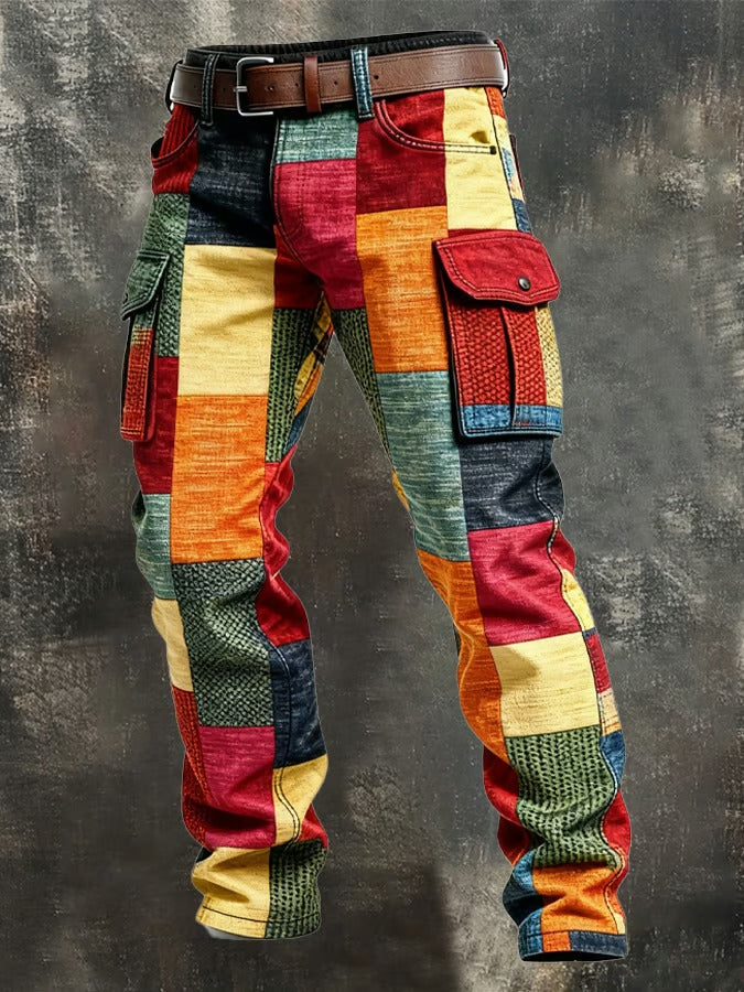 VISTERO™ | Cargo-Hose für Herren im Patchwork-Stil