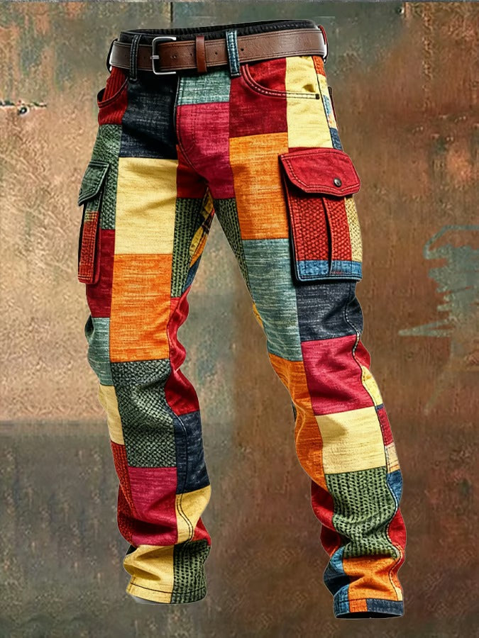 VISTERO™ | Cargo-Hose für Herren im Patchwork-Stil