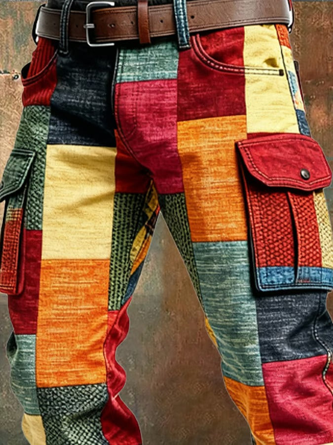 VISTERO™ | Cargo-Hose für Herren im Patchwork-Stil