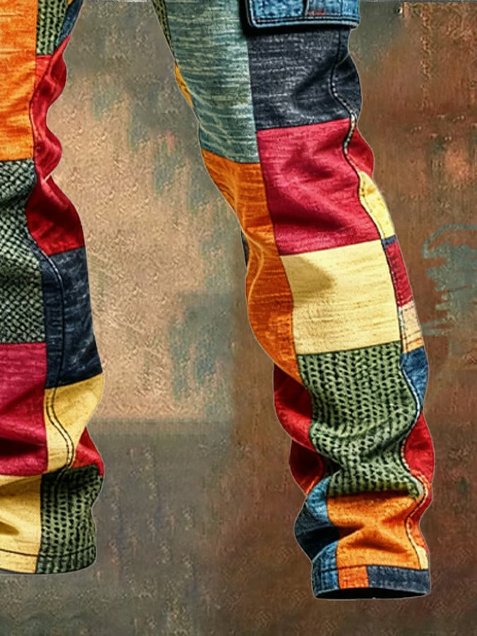 VISTERO™ | Cargo-Hose für Herren im Patchwork-Stil