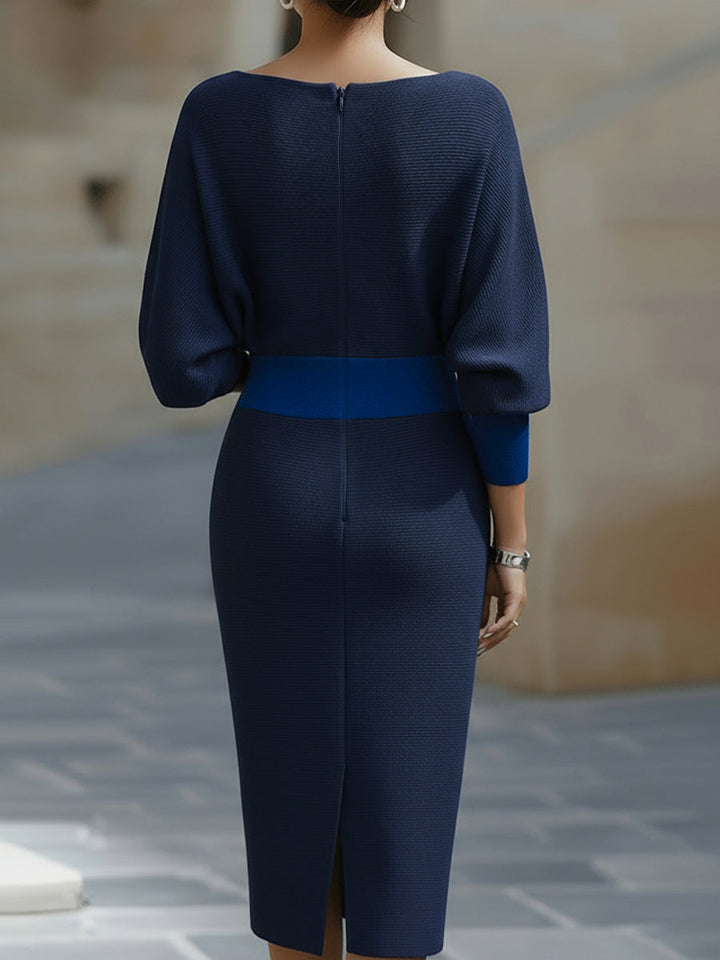 Drapiertes Midikleid mit Fledermausärmeln