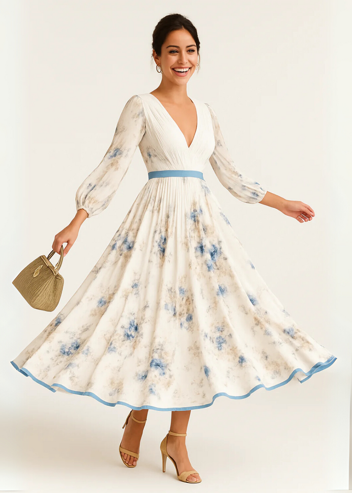 Paz™ | Florales plissiertes Maxikleid Zeitlos