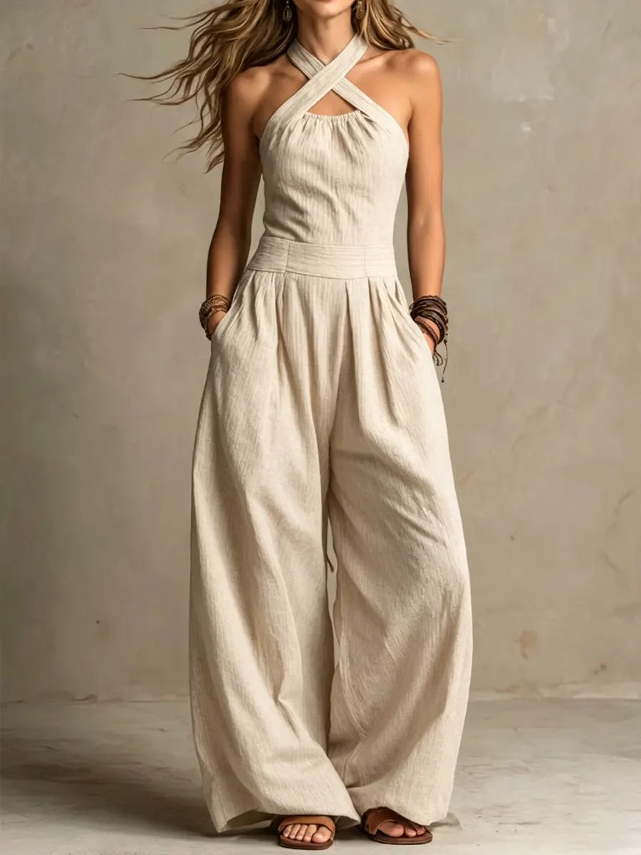 Bianca – Eleganter Jumpsuit aus Leinen und Baumwolle