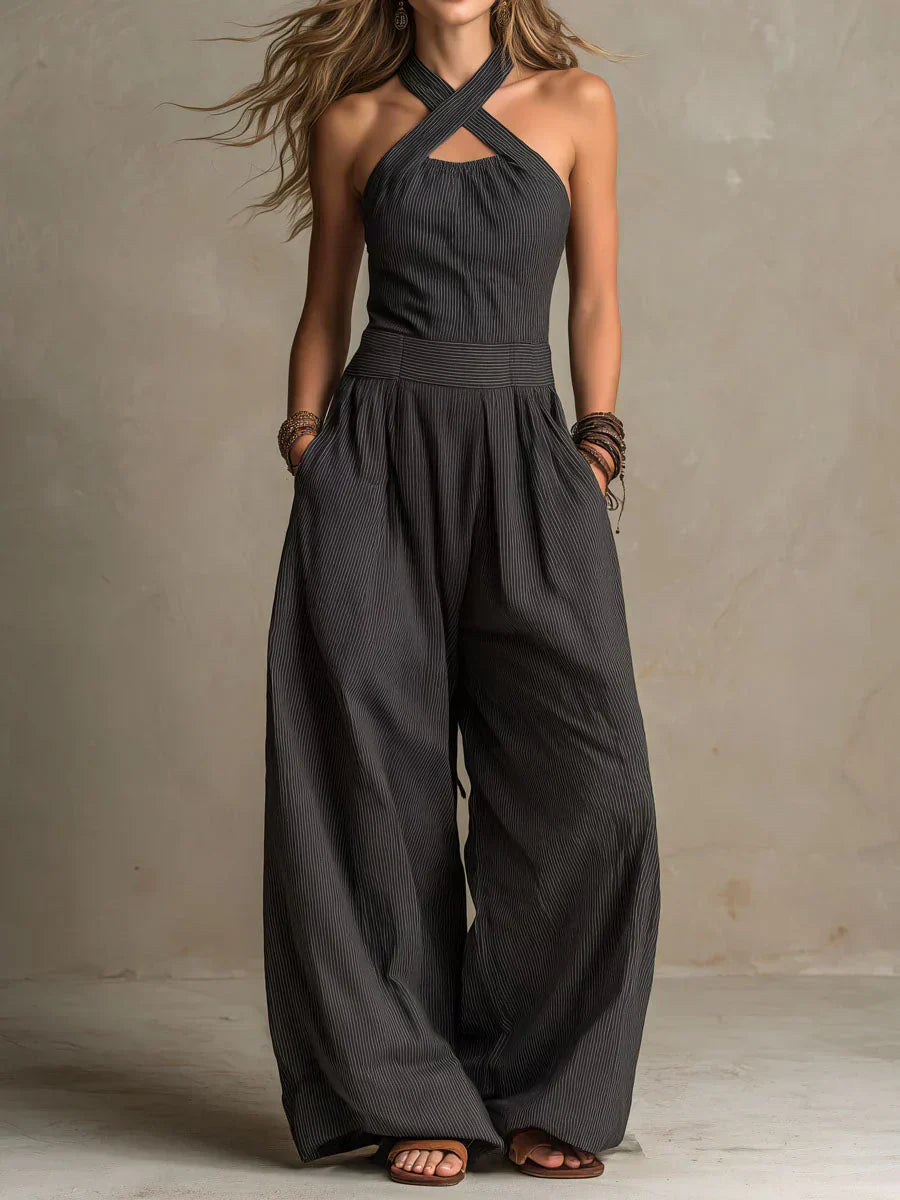 Bianca – Eleganter Jumpsuit aus Leinen und Baumwolle