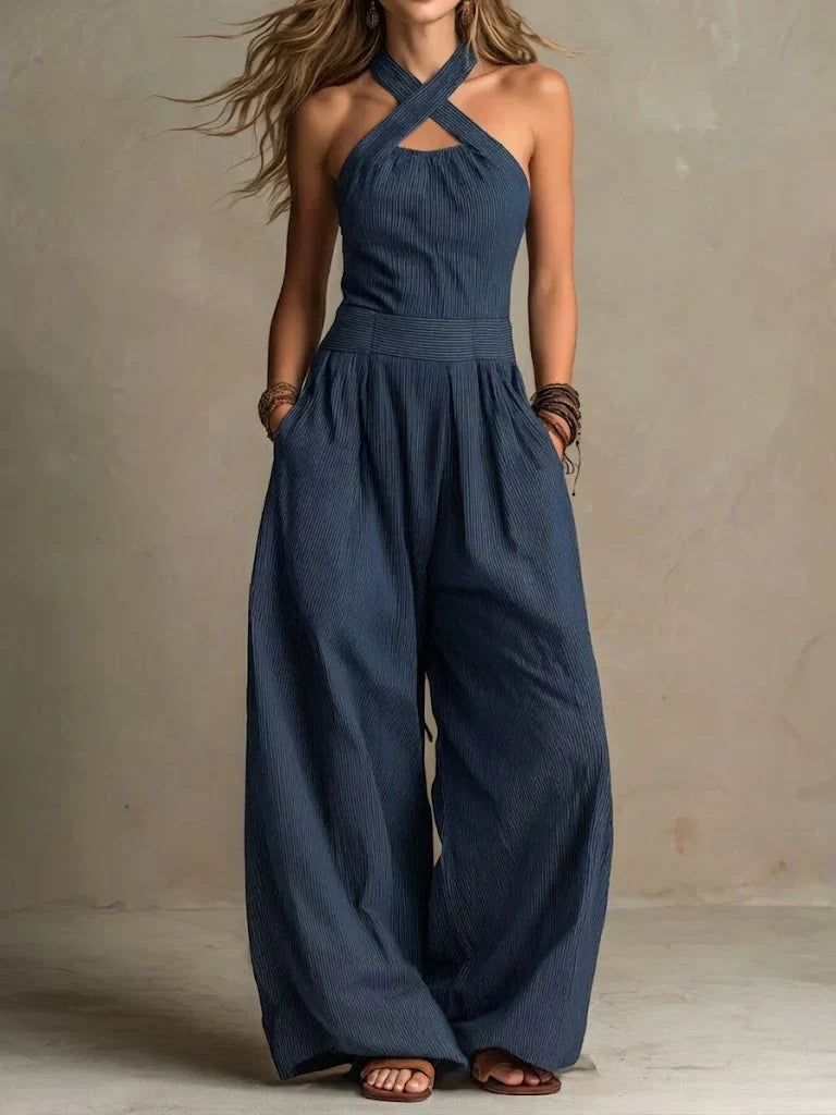 Bianca – Eleganter Jumpsuit aus Leinen und Baumwolle