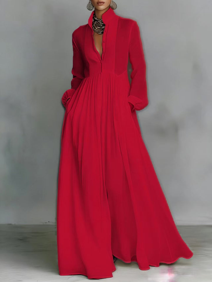 Aurelia™ – Fliessendes Maxi-Hemdkleid in Leinen-Textur