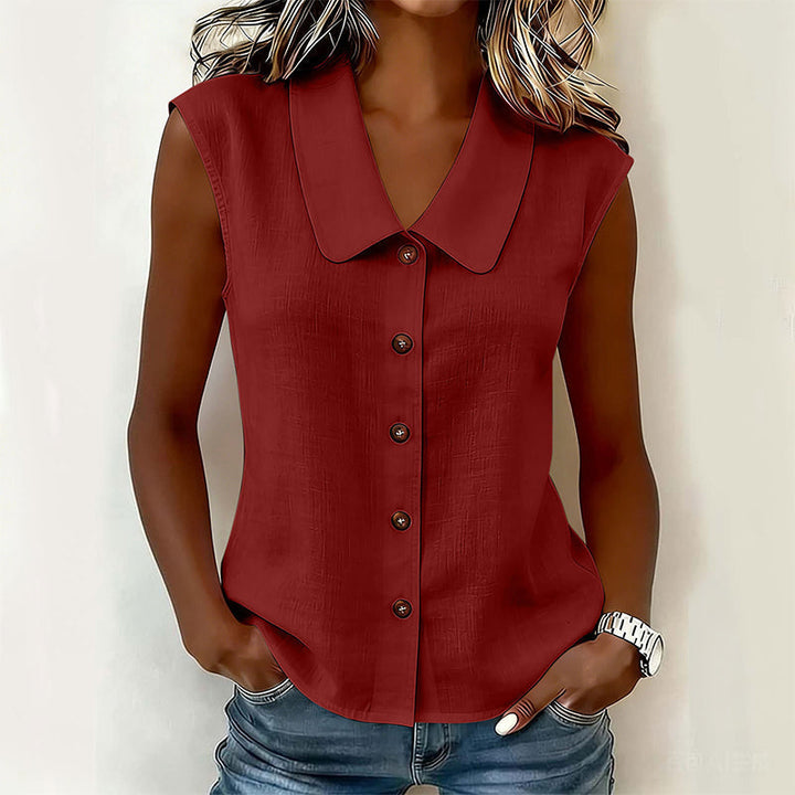 Minea – Ärmellose Bluse mit Knöpfen