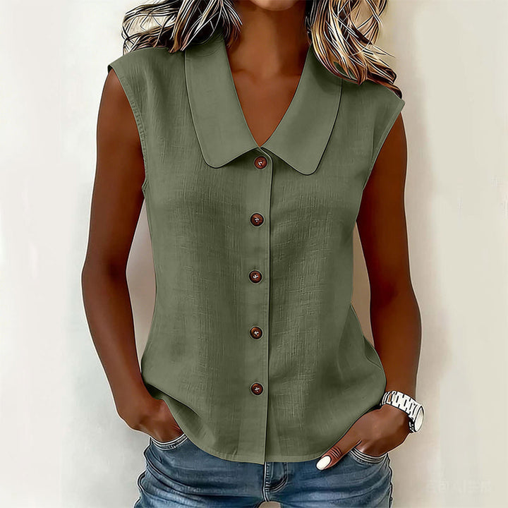 Minea – Ärmellose Bluse mit Knöpfen